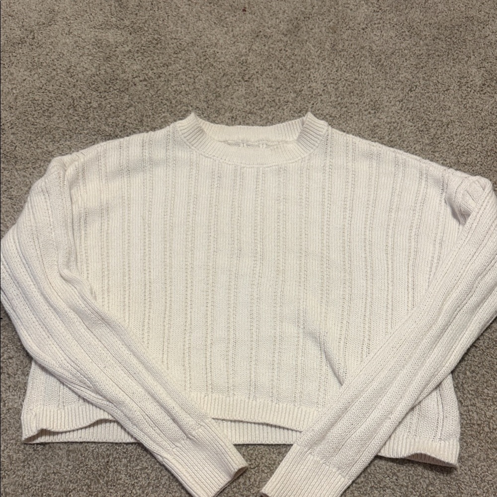 Aeropostale White Ribbed Crew Neck Sweater